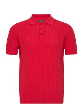 Tipper Structure Poloshirt S-S Knitwear Short Sleeve Knitted Polos Rød Oscar Jacobson*Betinget Tilbud