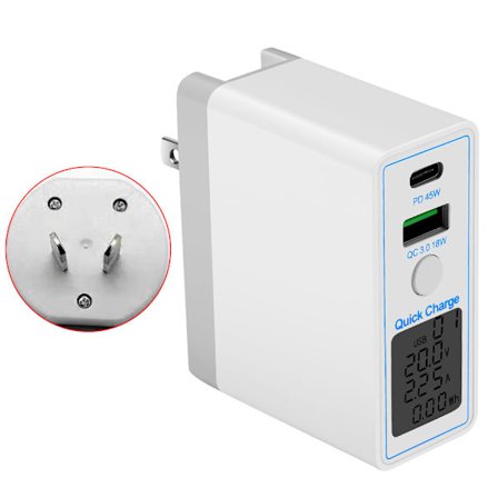 QC3.0 PD Digital Display Lader Hurtiglading for Hode PD45w+ Qc3.0 Dobbel Port Hurtiglading Lader 63 for W Mobiltelefon