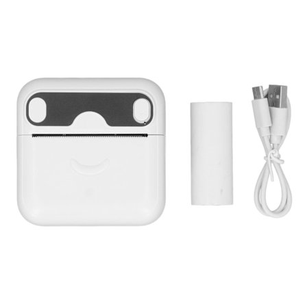 Miniskrivare Bluetooth-anslutning Bläckfri utskriftsmaskin med papper för felaktiga frågor Anteckningar Vit