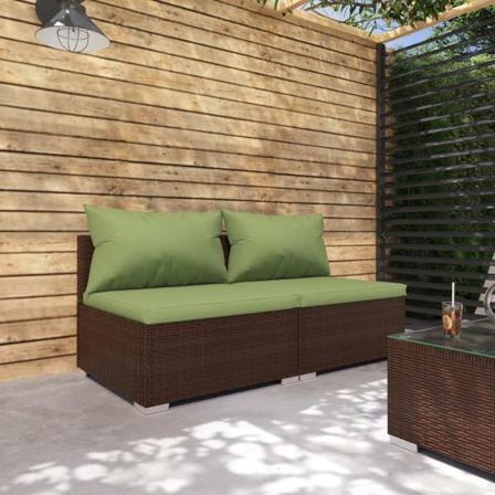Vidaxl Loungegrupp För Trädgården Med Dynor 2 Delar Konstrotting Brun