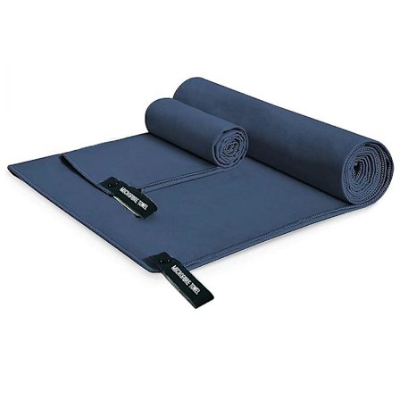 Campinghanddukar 2 storlekar i 1 paket, snabbtorkande mikrofiberhandduk, ultrakompakt strandresehandduk, mjuk gymhandduk