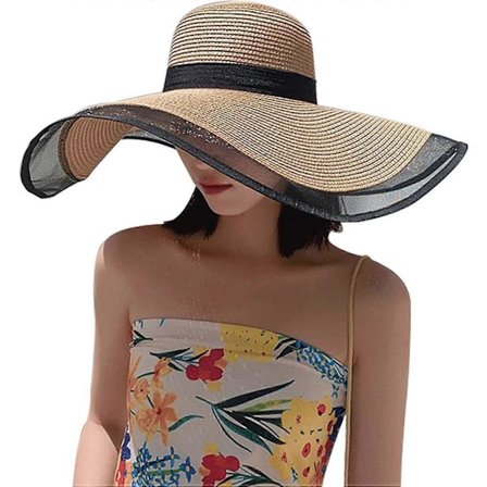 Sommer Strand Solhatte til Kvinder Foldbar Floppy Rejse Pakkbar UV Hat, Bredskygget Hat UPF 50+