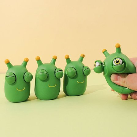 Grass Worm Pinch Toy Squishy Toy Green Eye Worm Toy Stress Rel