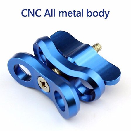 All-metal dykkerlampe kugle sommerfugleklemme armklemme montering aluminium til 3+/4/5 Xiaoyi Gitup til Gopro 5 6 dykkerkuglefiksering (blå)