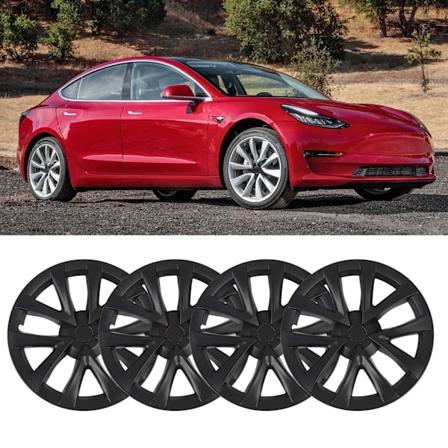 4 st 18 tum Hjulnavkapsel för Model S Plaid Stil Fullt Skydd Stark Struktur Ersättning för Tesla Model 3 2017 till 2023 Matt Svart