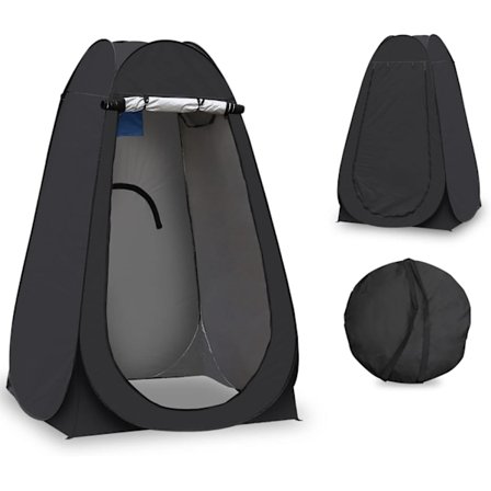 Bærbart dusjtelt for privatliv, vanntett anti-UV skiftetelt for strandfiske, fotturer, bading, utendørs, svart, 150X150X190cm