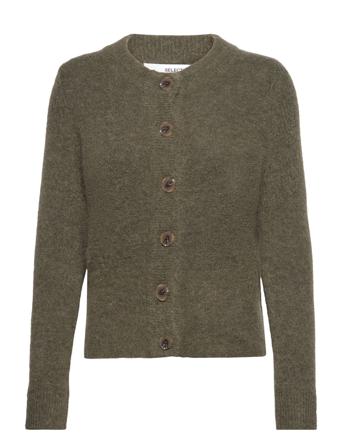 Slfsia Ls Knit Cardigan B Coll Green Selected Femme