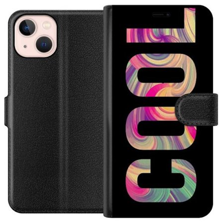 Kompatibel Tegnebogsetui til Apple Apple iPhone 13 Modern typografisk kunst med ordet LOVE i flydende regnbuefarver mod sort baggrund, der skaber en s