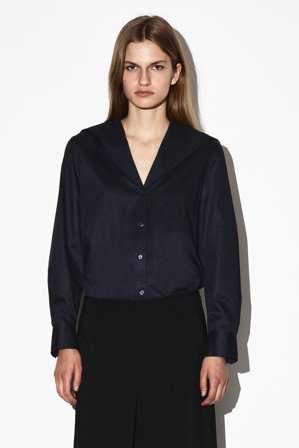 COS Women's Sailor Collar Cotton Shirt in Blue