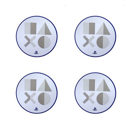 Underlägg - Playstation - PS5 - Borstad metall - Korkbaksida - 9 cm i diameter