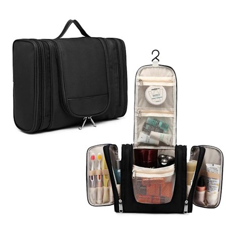 Toilet taske, unisex toilet taske, lille, sort - Hængbar toilet taske