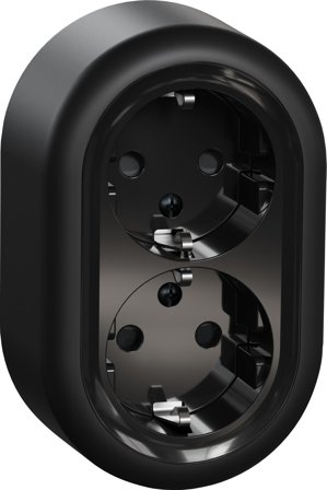 Schneider Electric Renova WDE016297 Vägguttag 2-vägs, jordat, utanpåliggande Svart, Strömbrytare & vägguttag