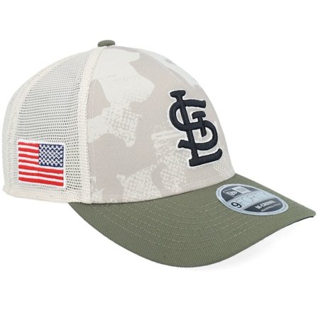 New Era - MLB Camo Trucker Cap - St. Louis Cardinals MLB Armed Forces Day 9FORTY Mc Stone/Olive A-frame Trucker @ Hatstore
