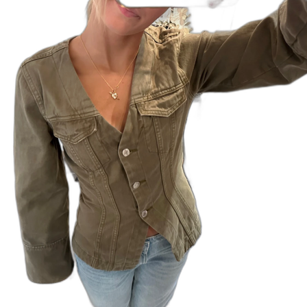Khaki jeansjacka slutsåld