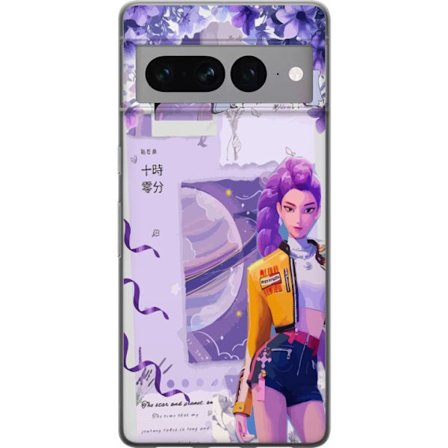 Kompatibel Mobilcover til Google Google Pixel 7 Pro Kpop Demon Hunters Rumi Lilla Planet Kosmisk Idol Stil Fantasy