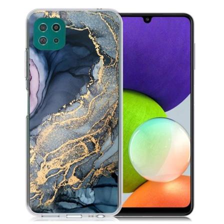 Marble Samsung Galaxy A22 5G Etui - Blue på golden splash marmor Multicolor