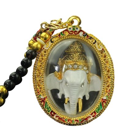 Thai Buddha Amulett Hänge Ganesha Thailand för Välsignelse Lycka Vit