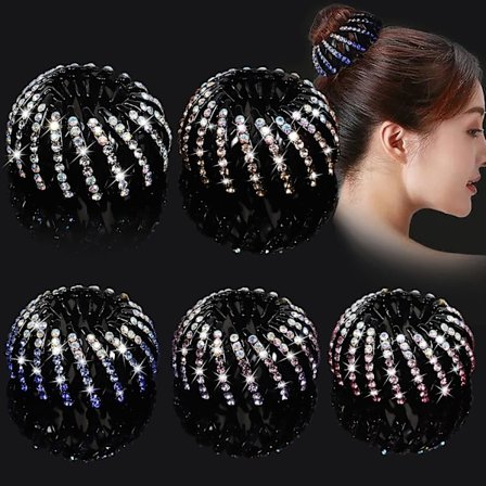 5 stk Rhinestone Birds Rede Formede Hårclips Udvidelig Pony