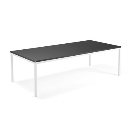 Conference table QBUS, 2400x1200 mm, 4-leg frame, white frame, black