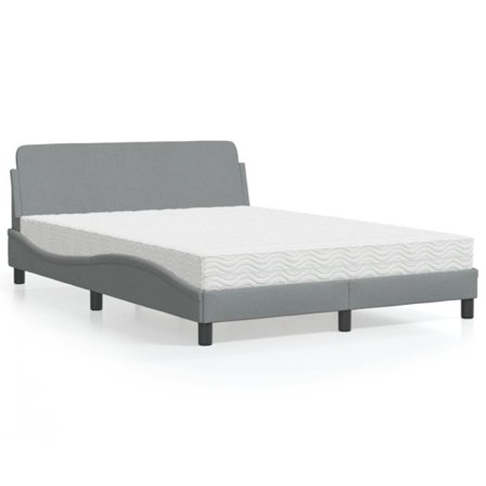 Bed with Mattress "Dover" Light Grey 120x200 cm Fabric