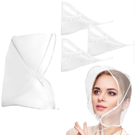 Vandtæt hat pakke med 4 regnslag hold dit hår tørt klart udsyn regnhat hovedparaply foldbar vindtæt og vandtæt unisex regn gennemsigtig