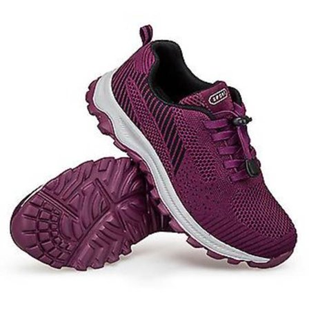 Damskor för löpning med andningsbart nät, halkfria sneakers för fitness, sport, gym, jogging, tennis (37 Lila)