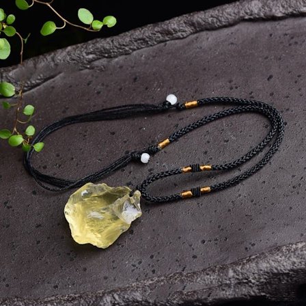 Fluorit Hängsmycke Halsband Naturlig Kvartssten GUL