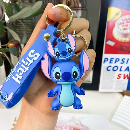 Anime Disney Stitch avaimenperä ja nukke avaimenperä muotipari laukku sininen Blue