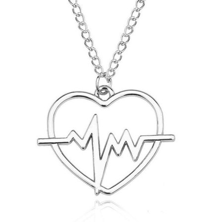 Necklace - ECG - Heart - 55 cm