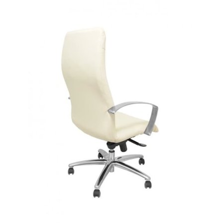 Ergonomisk retningsbestemt stol med vippemekanisme og højdejustering, sæde og ryg betrukket med imiteret læder
