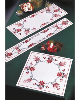 Stickpackung Läufer Rote Weihnachtssterne