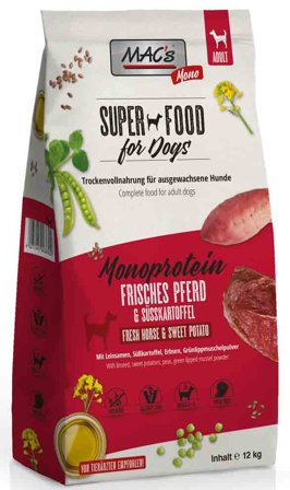 Mac's Mono Super Food for Dogs 3kg Hest - Tørrfôr til Hund