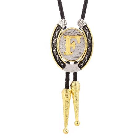 Vintage Bolo Tie for Men - Initial Letter ABCDMJR til Z Western Cowboy Bolo Tie for Women