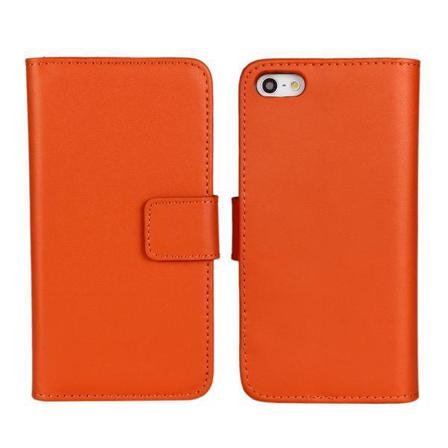 Plånboksfodral Iphone 5/5s/se Äkta Skinn Orange
