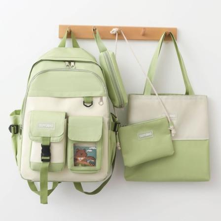 Barn Barn Ryggsekk Småbarn Skolebag Match Sett Undervisning Bag Campus Studenter Green