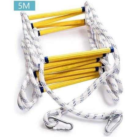 5M Redningsstiger med karabinkroker, sammenleggbar tau redningsstige - 5M Brannrømningsstiger