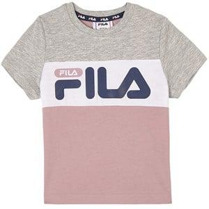 Kids - Fila College Station Branded T-Shirt Mauve Shadows-Light Grey Melange-Bright White 98/104 cm - Tops - 98/104 cm - Pink