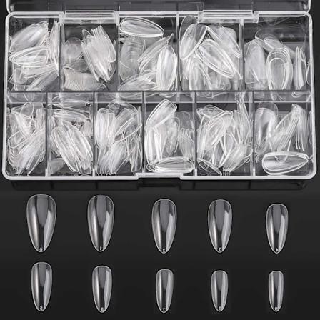 Negletips 500 stk Klar Akryl Medium Negle Helafdækninger med