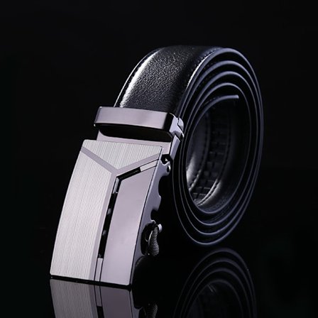 Herre Automatisk Spænde Bælte Ægte Læder Bælte Sort (B)3.5cm*(L