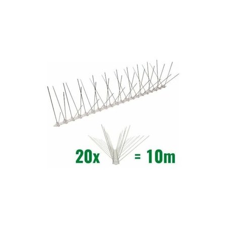 10 meter anti-duvpinnar 4 rader i polykarbonat - kvalitetslösning för fågelkontroll..DEBUNS