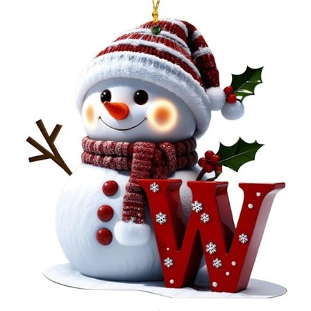 Snemand Juledekoration 26 Bogstaver A til Z Julepynt 2D Flad Festlig Snemandsvedhæng til Juletræ Bil Haveindretning