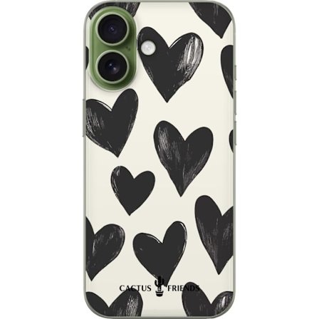 Kompatibelt Mobildeksel til Apple Apple iPhone 17 Cactus and Friends - Bold Black Love Pattern