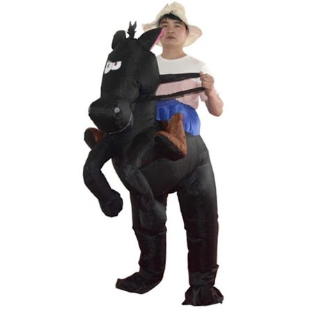 Oppblåsbar hestekostyme Cowboys på hest Kostyme Morsom Nyhet Utkledning Partyantrekk-Perfekt
