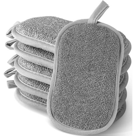 6 gjenbrukbare vaskbare mikrofiber oppvaskssvamper for kjøkken