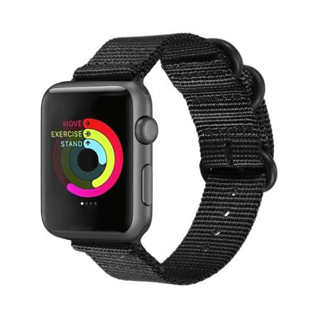Apple Watch 1/2/3/4/5/6/7/se 42/44/45 Nylonarmband Natoarmband Svart