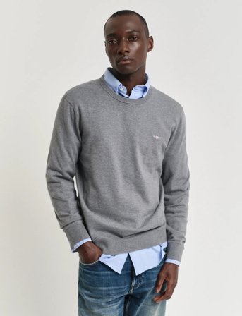 GANT Cotton C-Neck - Grey - L