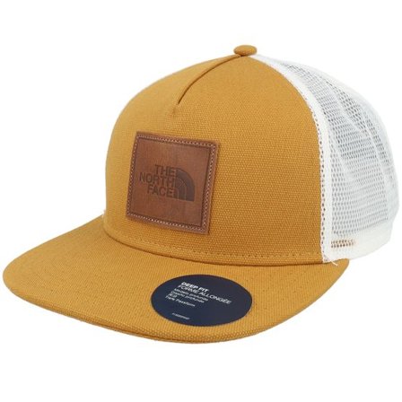 The North Face - Gul trucker Keps - Half Dome Canvas Timber Tan/White A-Frame Trucker Snapback @ Hatstore