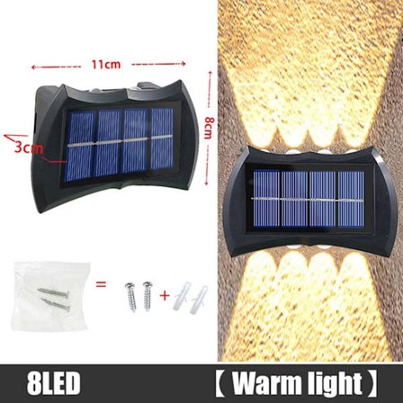 LED Solar Light Exteriör Vägglampa 8LED WARM 8LED WARM