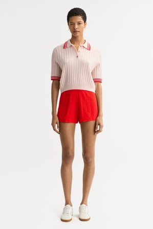 Soft Goat - Striped pique - Kaschmirpullover für Damen - M - Powder