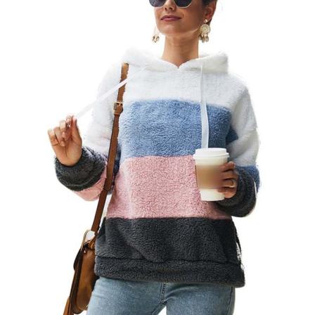 Dam Långärmade Hoodies Color Block Sherpa Pullover